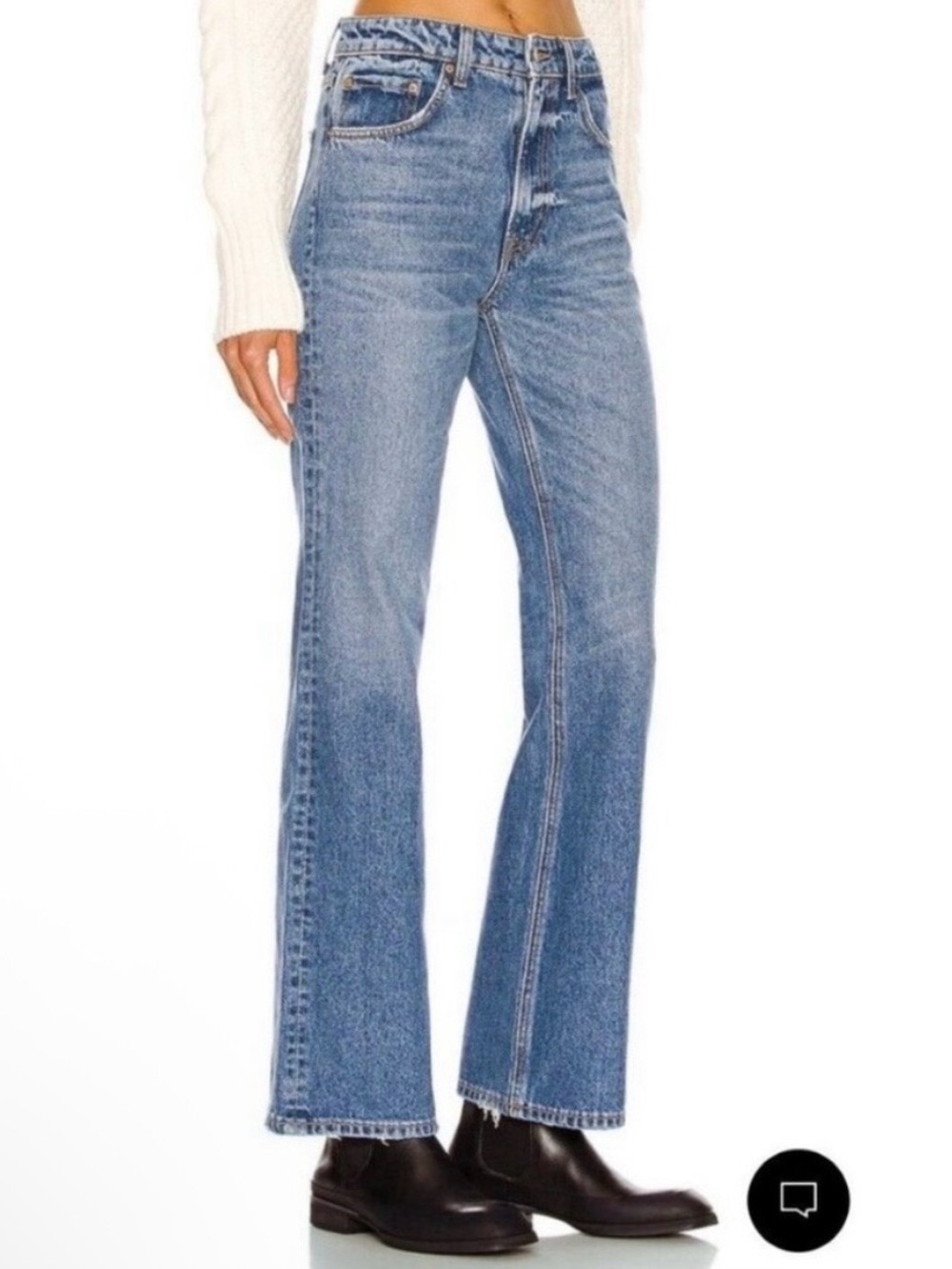 GRLFRND The Petite Melanie High Rise Boot Cut Jeans 27 Los Feliz Blue Wash